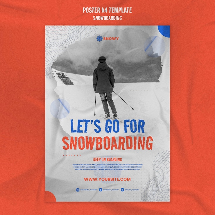 PSD gratuit modèle de conception d'affiche de snowboard