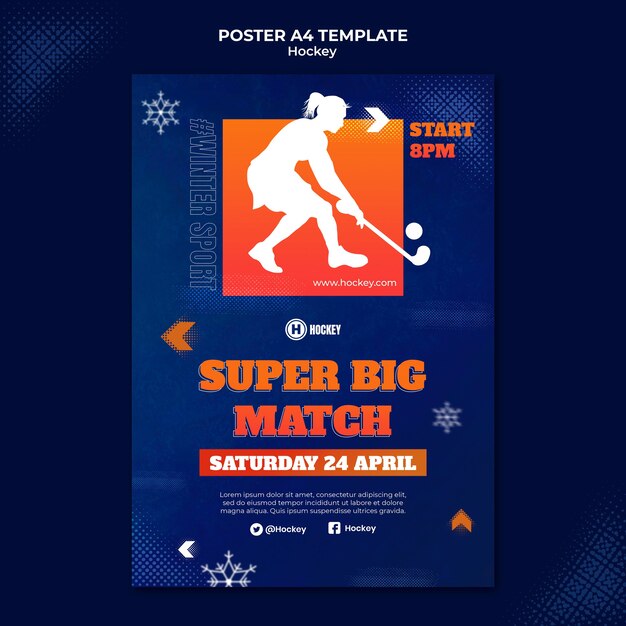 Modèle de conception d'affiche de sport de hockey