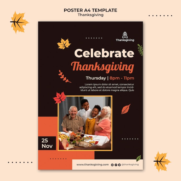 PSD gratuit modèle de conception d'affiche de thanksgiving