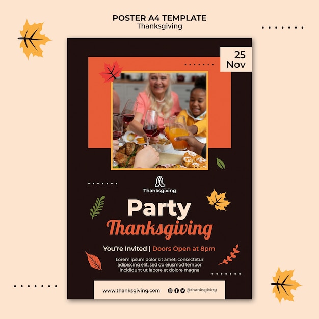 PSD gratuit modèle de conception d'affiche de thanksgiving