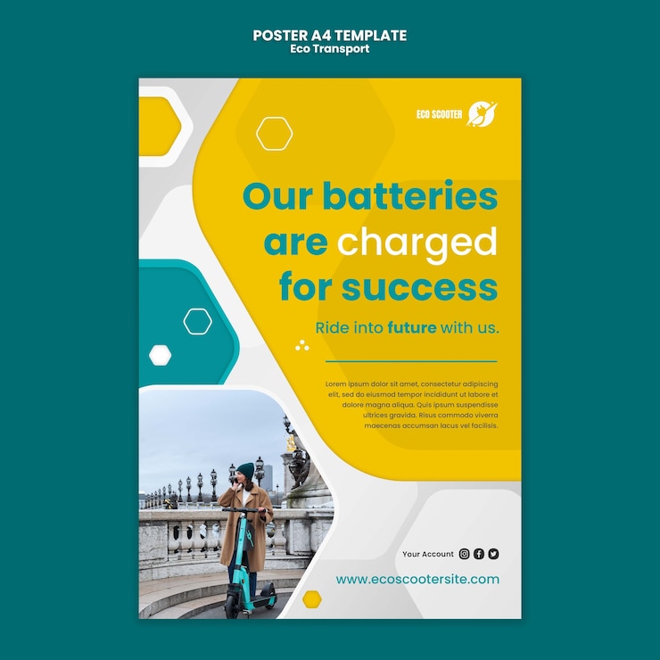 PSD gratuit modèle de conception d'affiche de transport écologique
