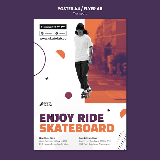 PSD gratuit modèle de conception d'affiche de transport de skate