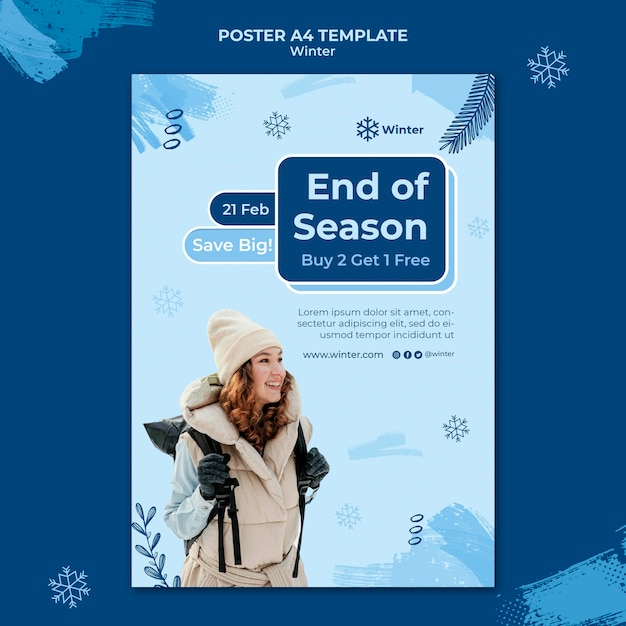 PSD gratuit modèle de conception d'affiche de vente d'hiver