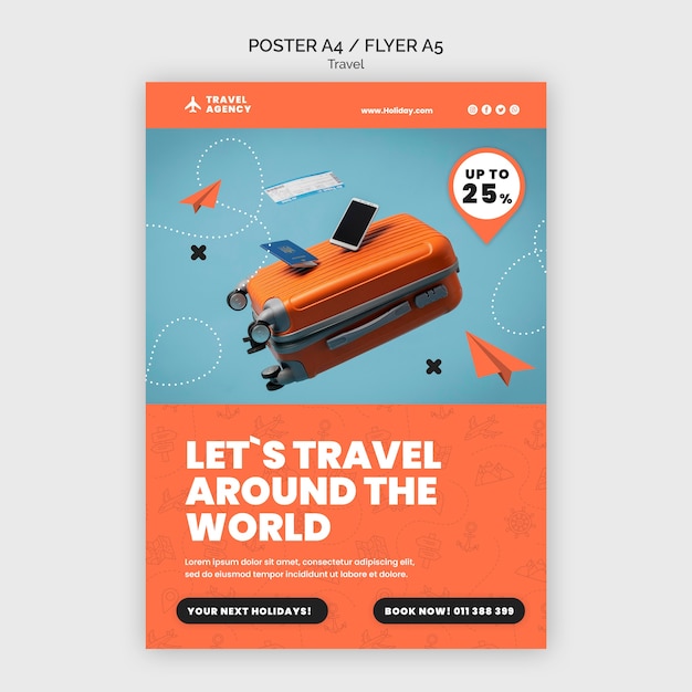 PSD gratuit modèle de conception d'affiche de voyage