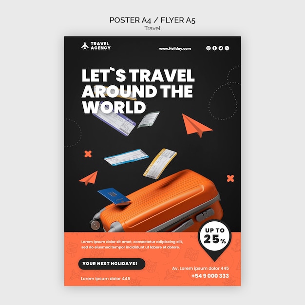 PSD gratuit modèle de conception d'affiche de voyage