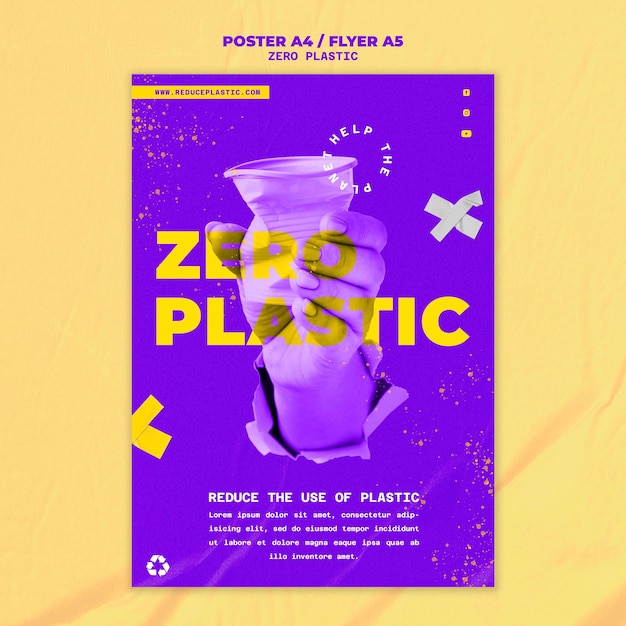 PSD gratuit modèle de conception d'affiche zéro en plastique