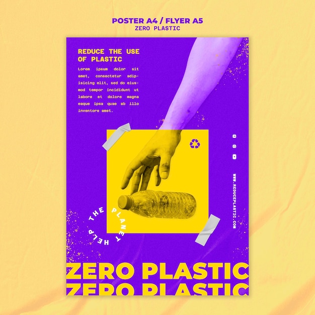 PSD gratuit modèle de conception d'affiche zéro en plastique