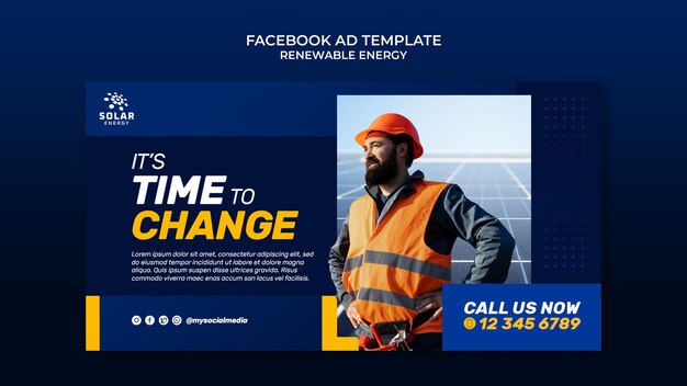 Modèle de conception d'annonce facebook d'énergie renouvelable