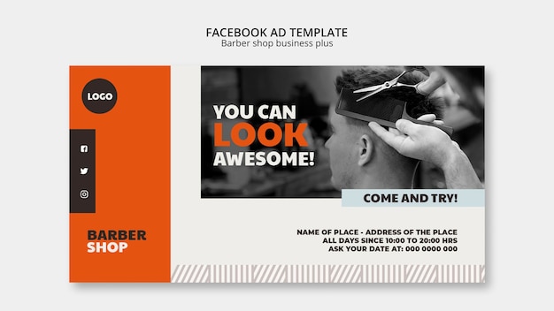 PSD gratuit modèle de conception d'annonce facebook pour salon de coiffure
