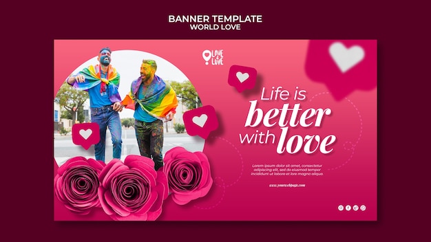 Modèle de conception de bannière d'amour du monde