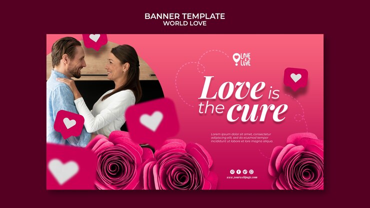 PSD gratuit modèle de conception de bannière d'amour du monde