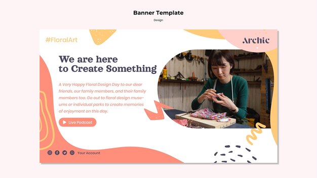 Modèle de conception de bannière d'atelier d'art