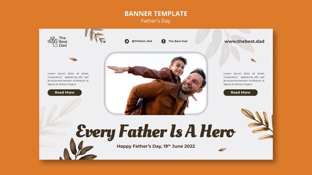 Modèle de conception de bannière fête des pères design plat