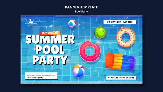 PSD gratuit modèle de conception de bannière de fête de piscine