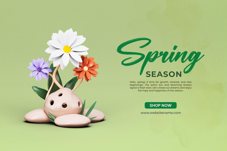 PSD gratuit modèle de conception de bannière de fleur réaliste de saison de printemps