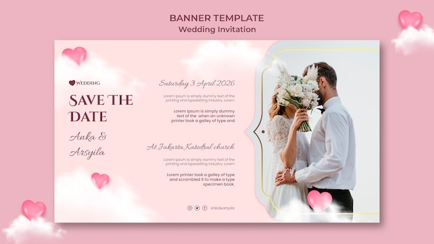 Modèle de conception de bannière d'invitation de mariagev