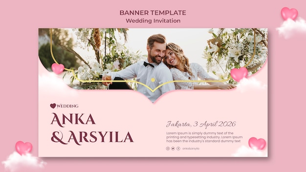 PSD gratuit modèle de conception de bannière d'invitation de mariagev