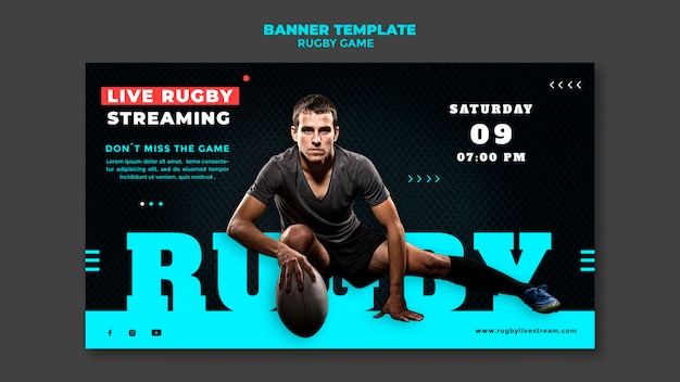 PSD gratuit modèle de conception de bannière de jeu de rugby