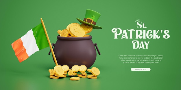 PSD gratuit modèle de conception de bannière de médias sociaux 3d joyeux saint patrick