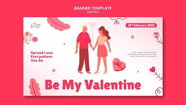 Modèle de conception de bannière pour la Saint-Valentin