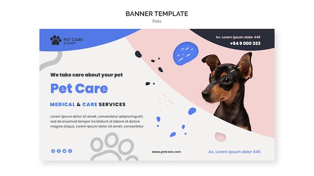 PSD gratuit modèle de conception de bannière de soins pour animaux de compagnie