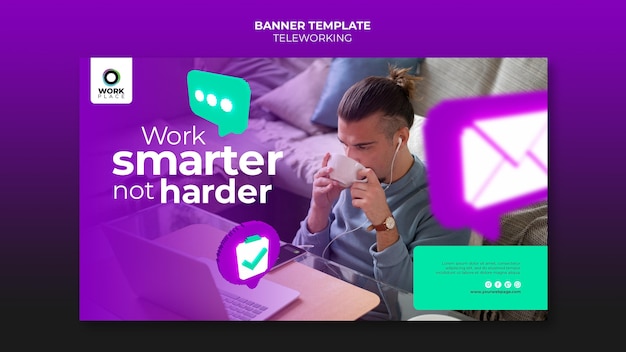 Modèle de conception de bannière de télétravail