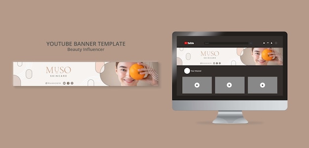 PSD gratuit modèle de conception de bannière youtube influenceur beauté