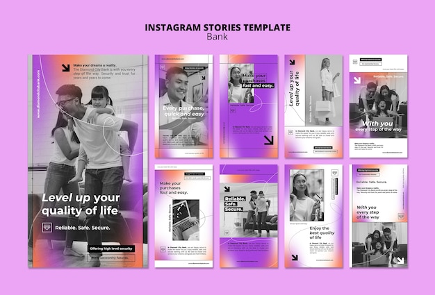 PSD gratuit modèle de conception de banque d'histoires instagram