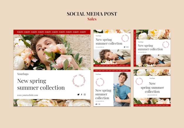 PSD gratuit modèle de conception de collection de mode printemps été