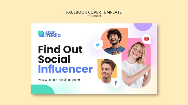 Modèle de conception de couverture facebook influenceur