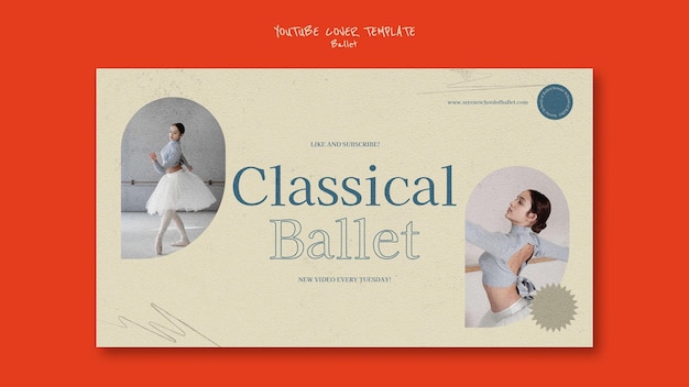 PSD gratuit modèle de conception de couverture youtube de ballet