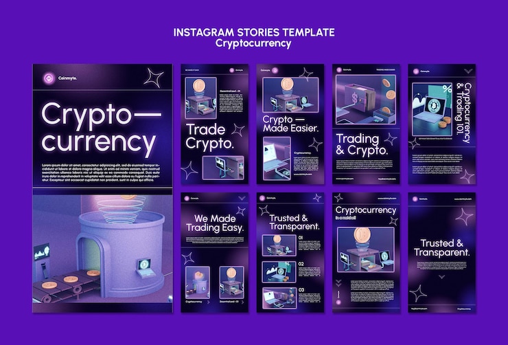 PSD gratuit modèle de conception de crypto-monnaie d'histoires instagram