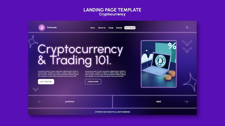 PSD gratuit modèle de conception de crypto-monnaie de page de destination