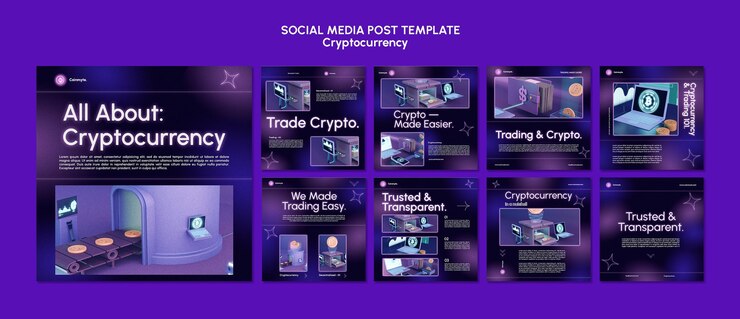 PSD gratuit modèle de conception de crypto-monnaie de publication sur les réseaux sociaux