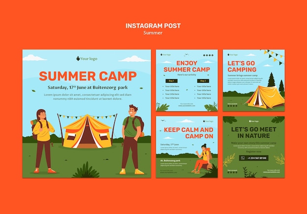 PSD gratuit modèle de conception du camp d'été