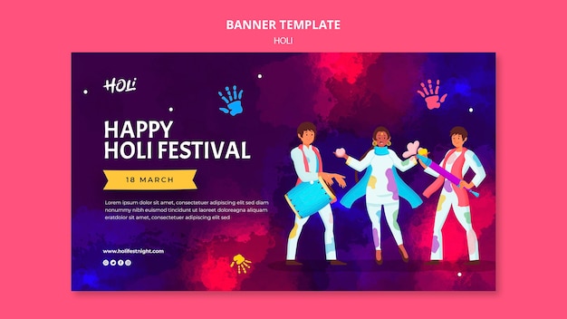 PSD gratuit modèle de conception de festival holi aquarelle