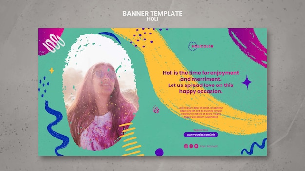 PSD gratuit modèle de conception de festival holi design plat