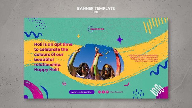 Modèle de conception de festival holi design plat