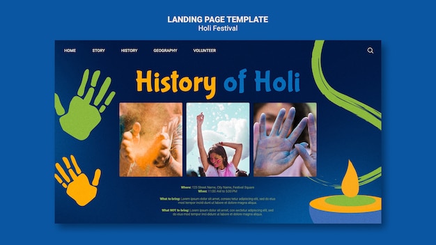 PSD gratuit modèle de conception de festival holi design plat