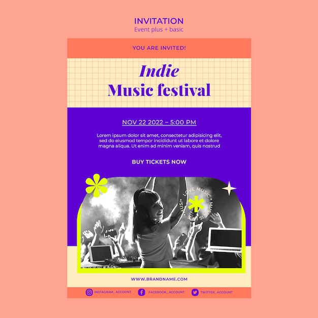 PSD gratuit modèle de conception de festival de musique design plat