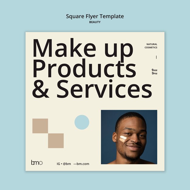 Modèle de conception de flyer carré beauté