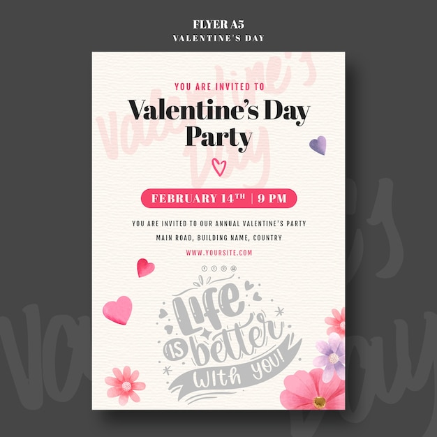 PSD gratuit modèle de conception de flyer pour la saint-valentin