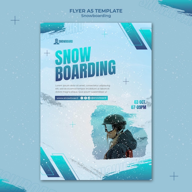PSD gratuit modèle de conception de flyer de snowboard