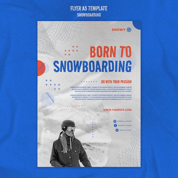 PSD gratuit modèle de conception de flyer de snowboard