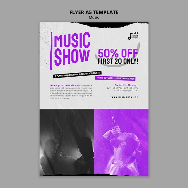 PSD gratuit modèle de conception de flyer de spectacle de musique