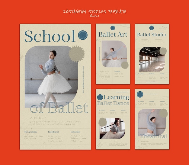 PSD gratuit modèle de conception d'histoire de ballet insta