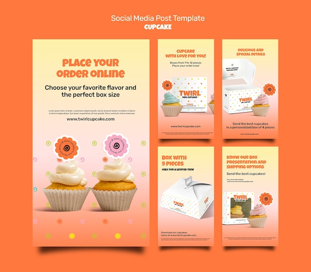 PSD gratuit modèle de conception d'histoires instagram de cupcake