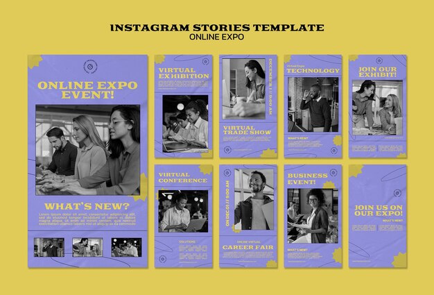 Modèle de conception d'histoires instagram d'exposition en ligne