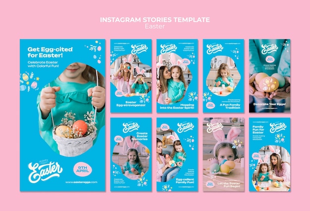 Modèle de conception d'histoires instagram de pâques