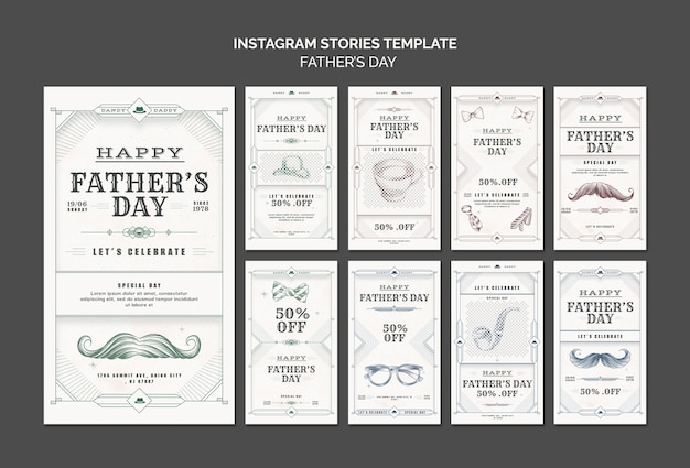 Modèle de conception d'histoires instagram pour la fête des pères
